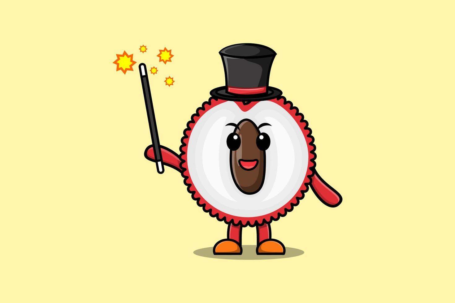 A gorgeous smart cute cartoon magician Lychee vector