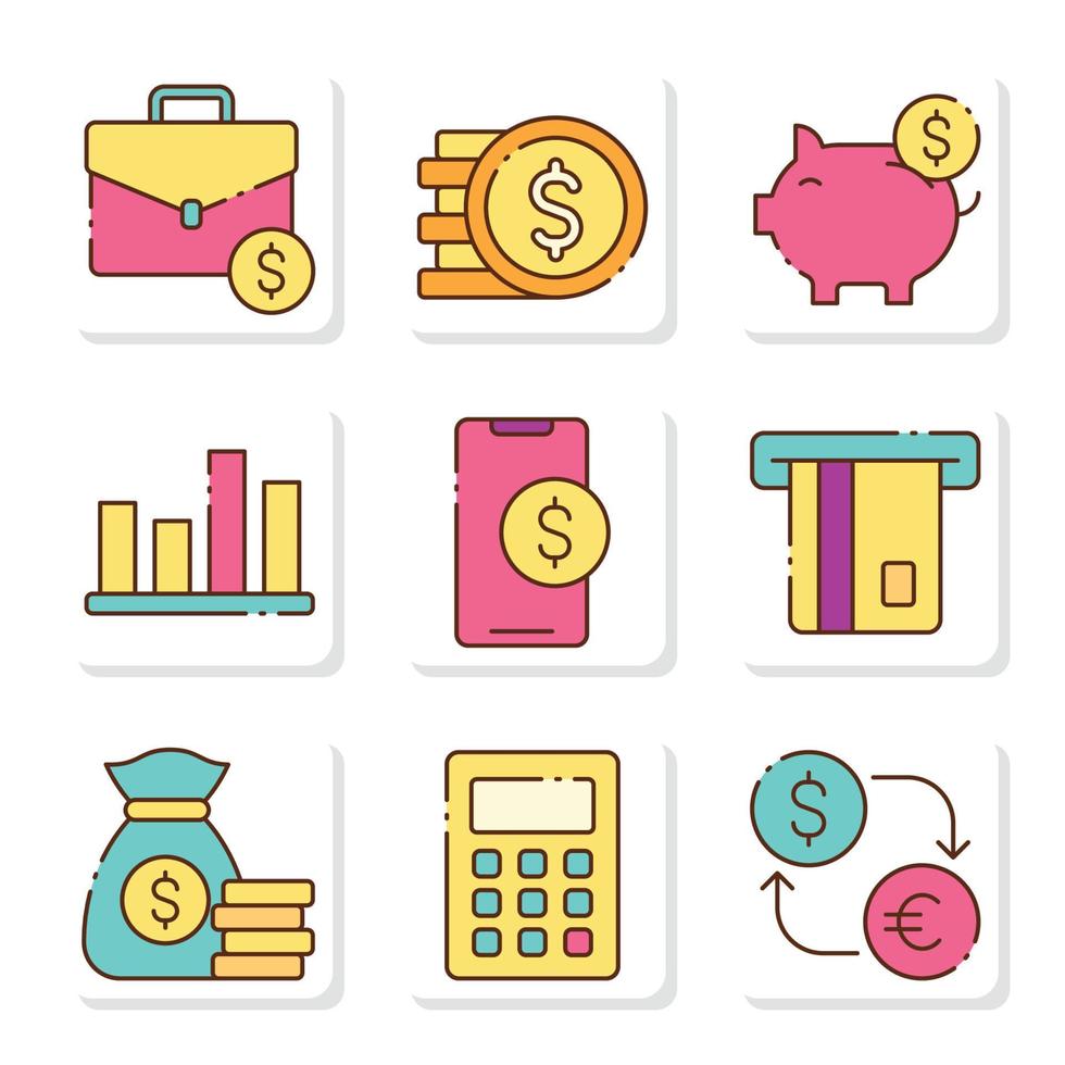 colección de iconos de finanzas y banca vector