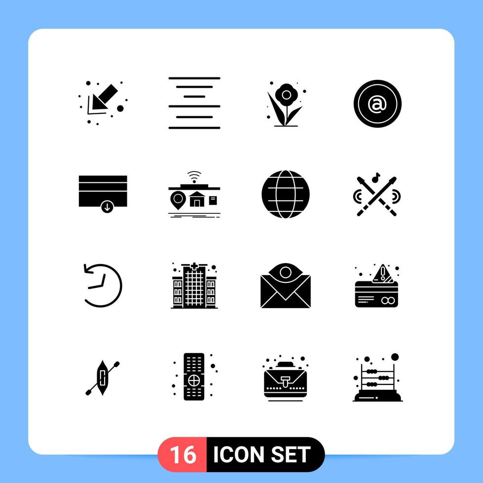16 Universal Solid Glyph Signs Symbols of iot money rose finance id Editable Vector Design Elements