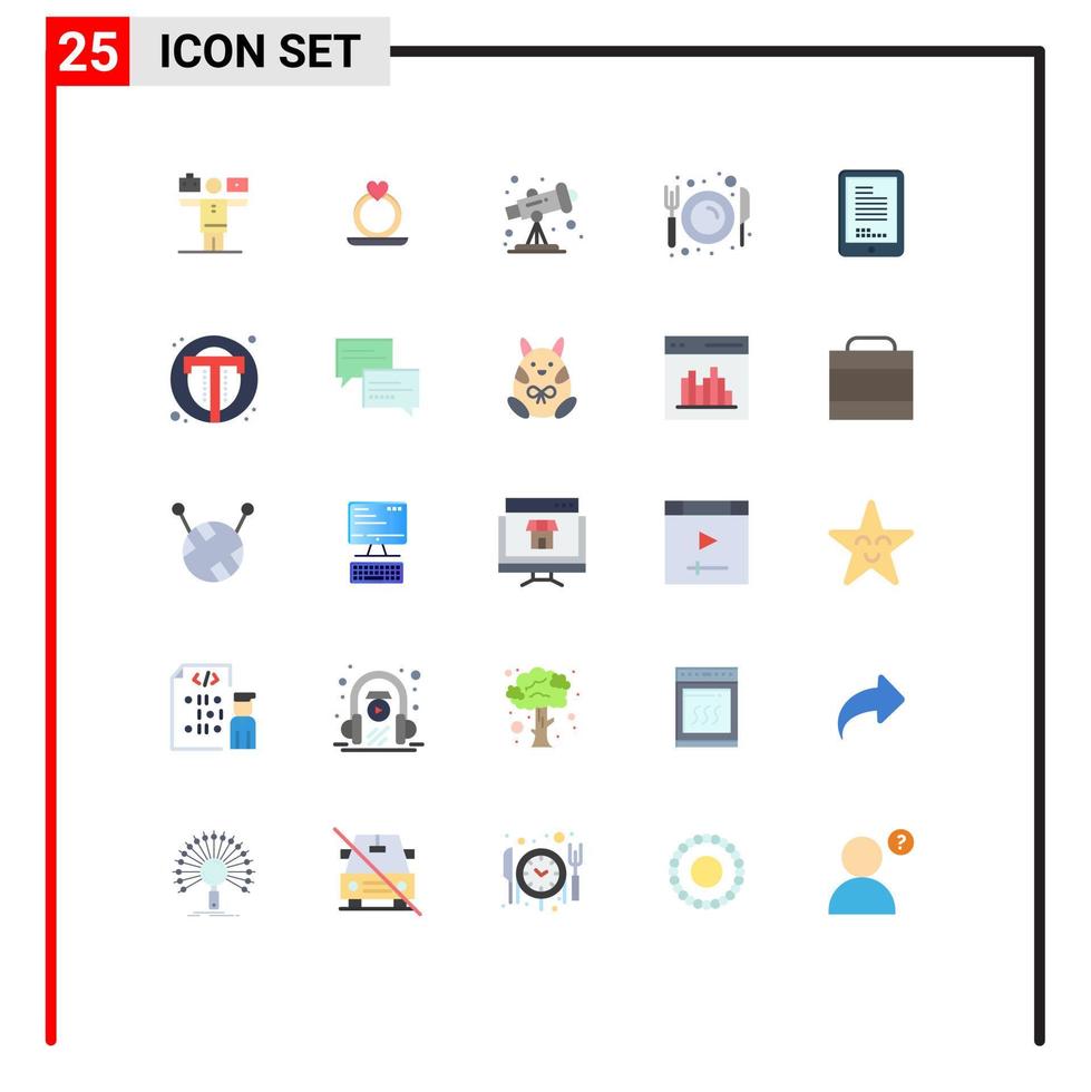 Modern Set of 25 Flat Colors and symbols such as hardware mobile school restaurant food Editable Vector Design Elements