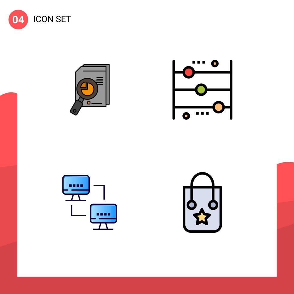 4 Universal Filledline Flat Colors Set for Web and Mobile Applications research calculator analytics graph learning Editable Vector Design Elements