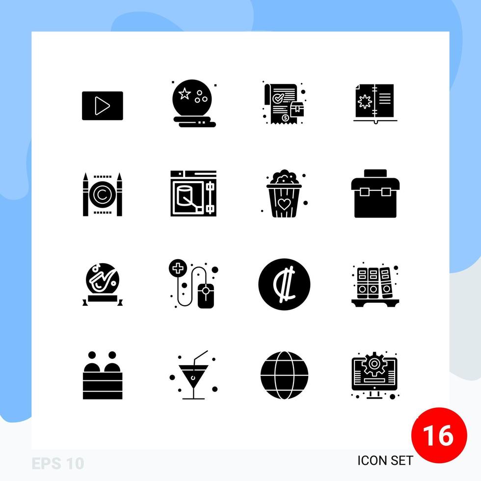 Solid Glyph Pack of 16 Universal Symbols of business hardware scary guide online order Editable Vector Design Elements