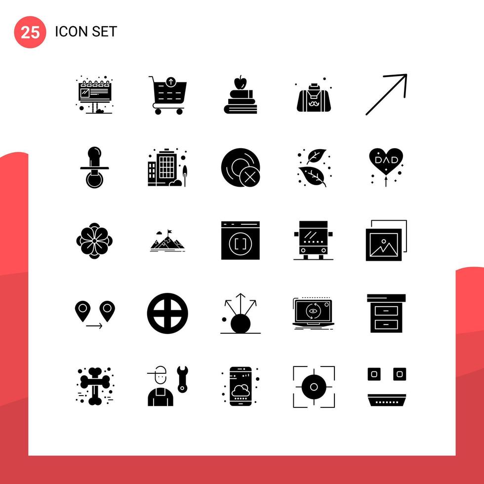 Universal Icon Symbols Group of 25 Modern Solid Glyphs of right gentleman books fathers day dad Editable Vector Design Elements
