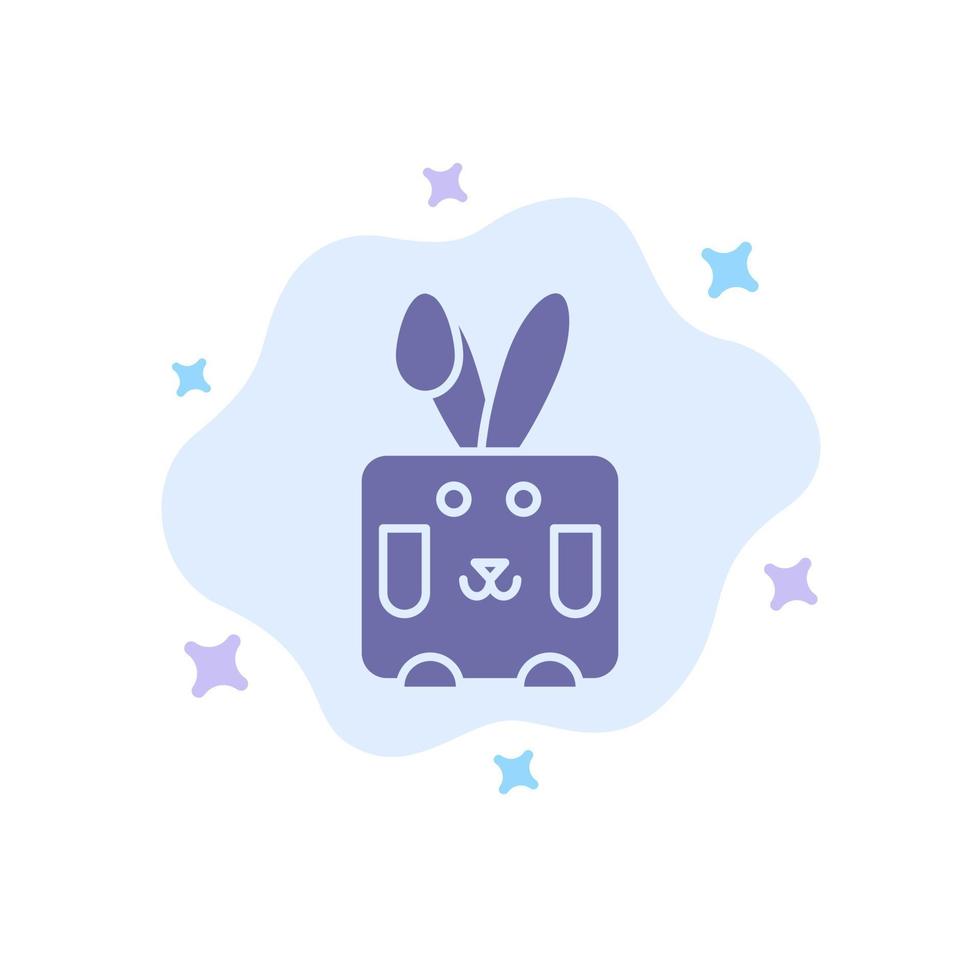 Bunny Easter Rabbit Holiday Blue Icon on Abstract Cloud Background vector