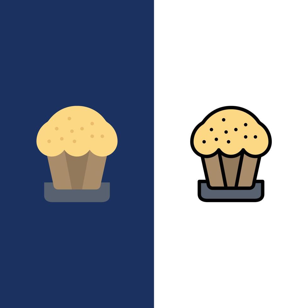 Cake Cup Food Easter  Icons Flat and Line Filled Icon Set Vector Blue Background