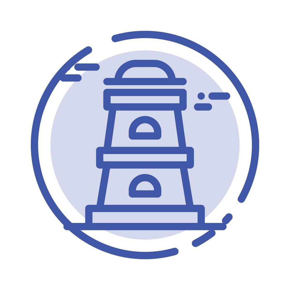 Observatory Tower Watchtower Blue Dotted Line Line Icon vector