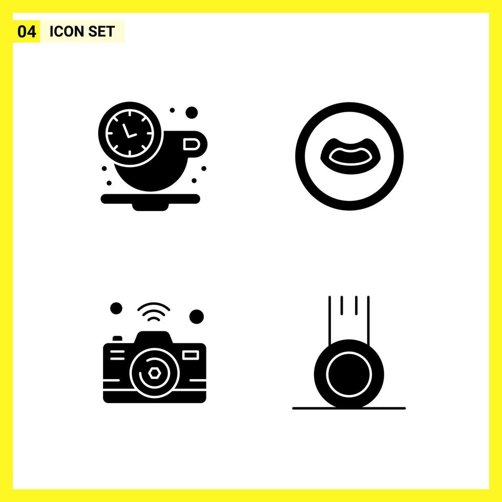 4 Icon Set Simple Solid Symbols Glyph Sign on White Background for Website Design Mobile Applications and Print Media Creative Black Icon vector background