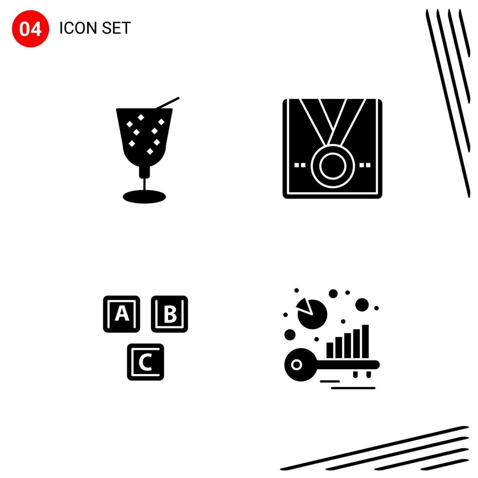 Collection of 4 Vector Icons in solid style Pixle Perfect Glyph Symbols for Web and Mobile Solid Icon Signs on White Background 4 Icons Creative Black Icon vector background