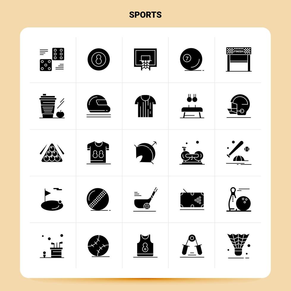 Solid 25 Sports Icon set Vector Glyph Style Design Black Icons Set Web and Mobile Business ideas design Vector Illustration