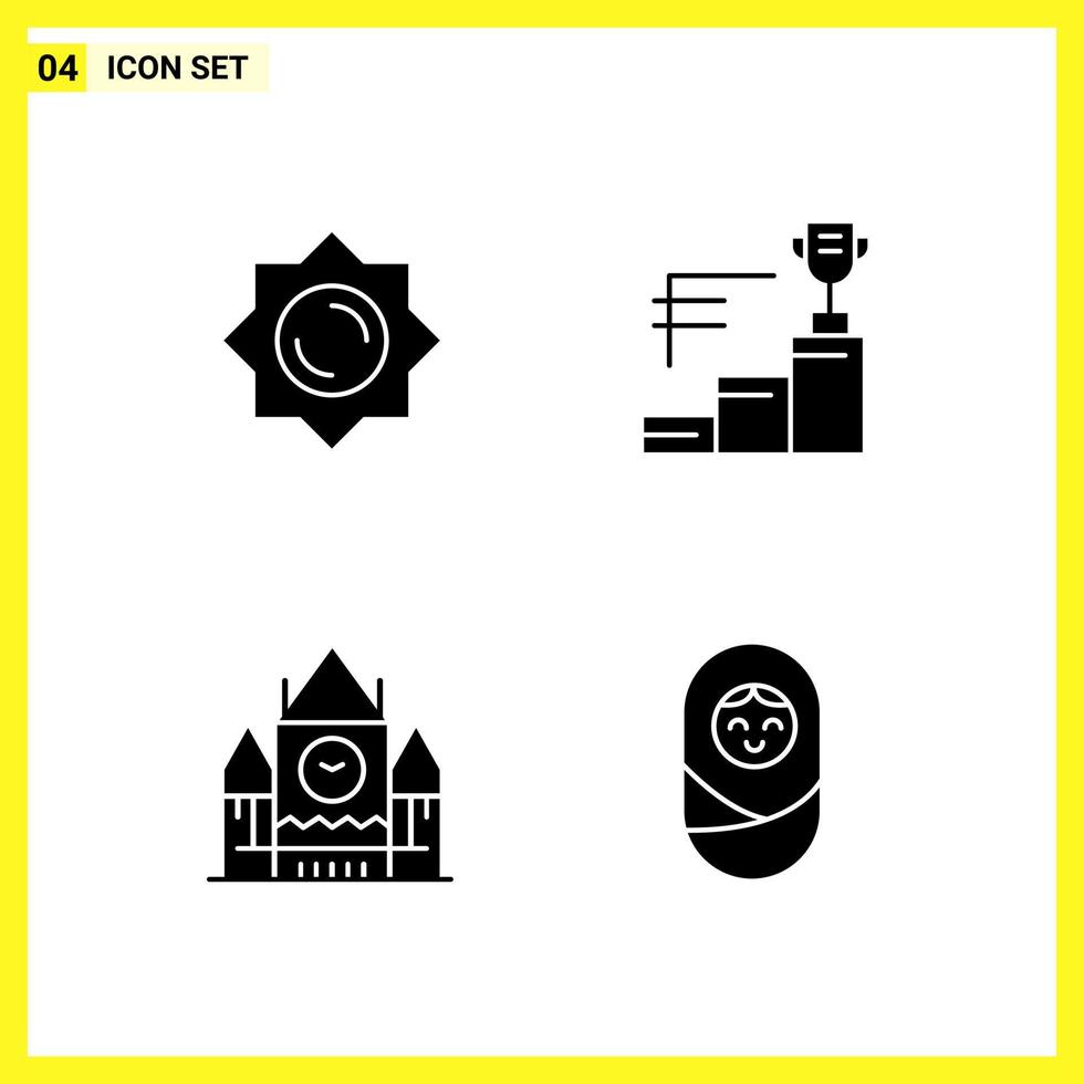 4 conjunto de iconos símbolos sólidos simples signo de glifo en fondo blanco para aplicaciones móviles de diseño de sitios web y medios impresos fondo de vector de icono negro creativo