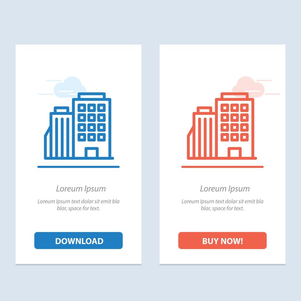 Hotel Boiling Home City  Blue and Red Download and Buy Now web Widget Card Template vector