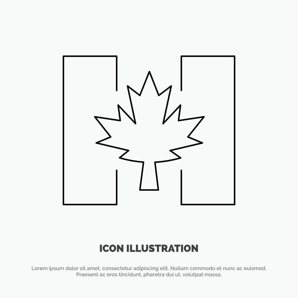 Flag Autumn Canada Leaf Line Icon Vector
