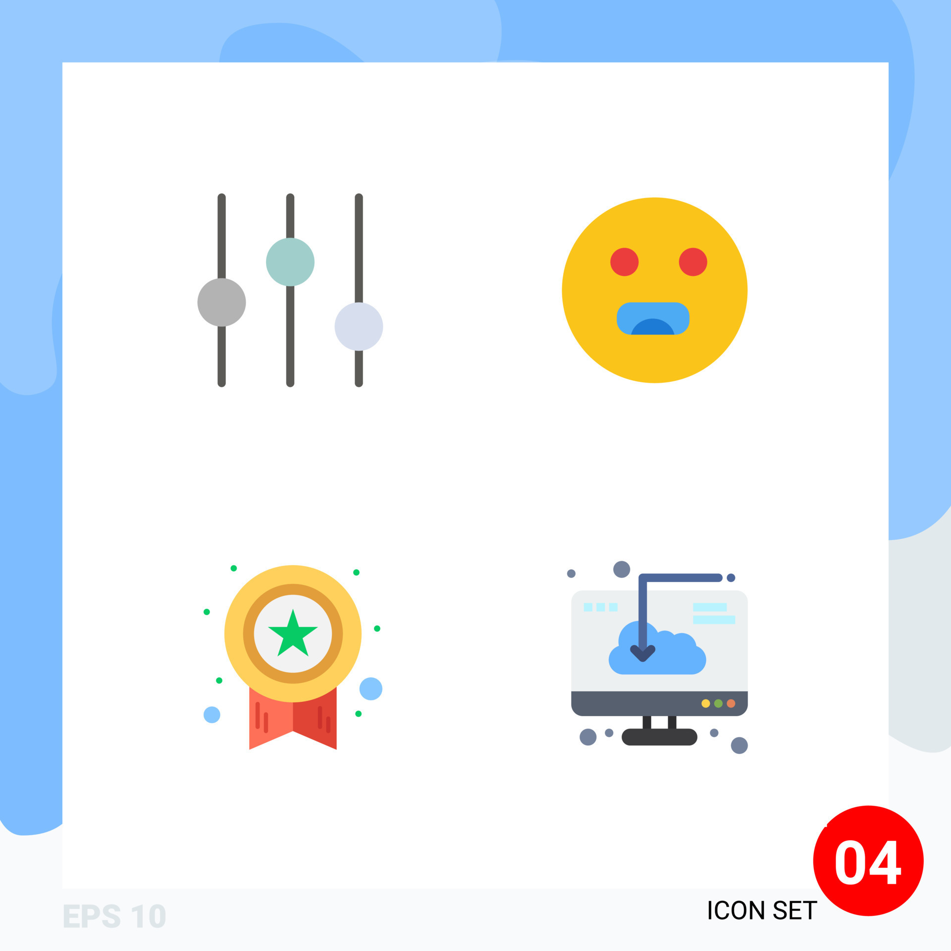 4 Universal Flat Icon Signs Symbols of controls star emojis school