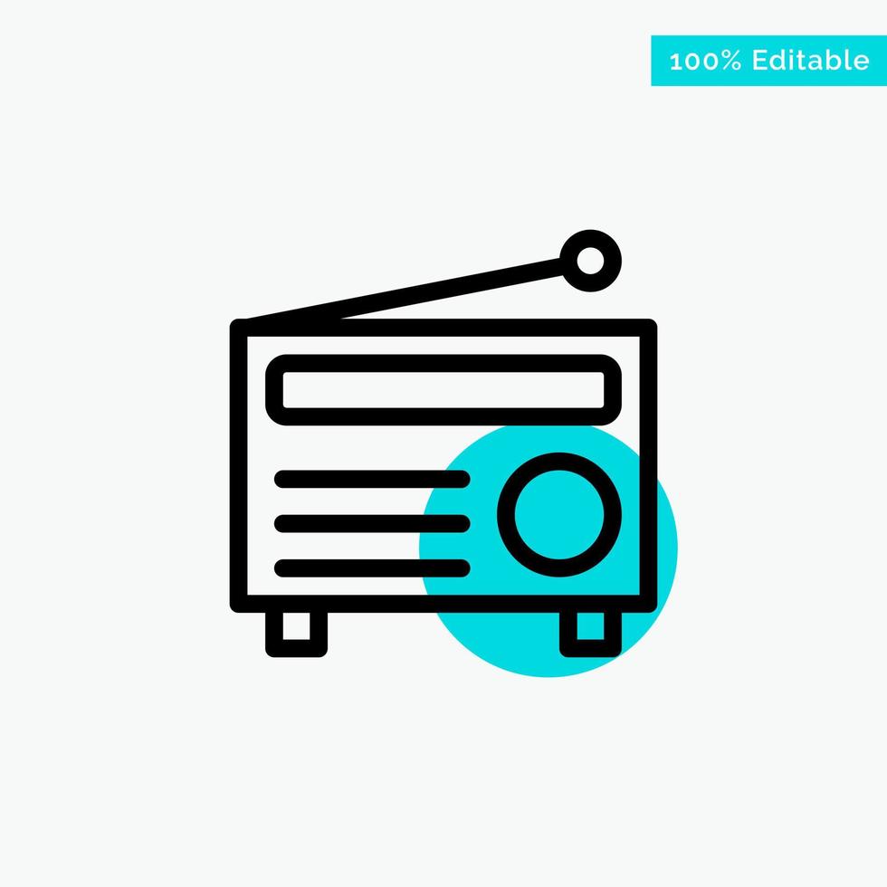 Radio FM Audio Media turquoise highlight circle point Vector icon