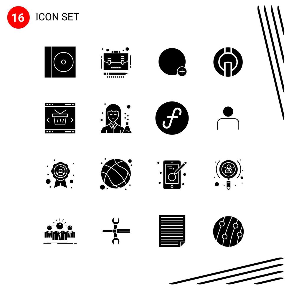 colección de 16 iconos vectoriales en estilo sólido símbolos de glifo perfecto de píxeles para web y signos de iconos sólidos móviles sobre fondo blanco 16 iconos fondo de vector de icono negro creativo