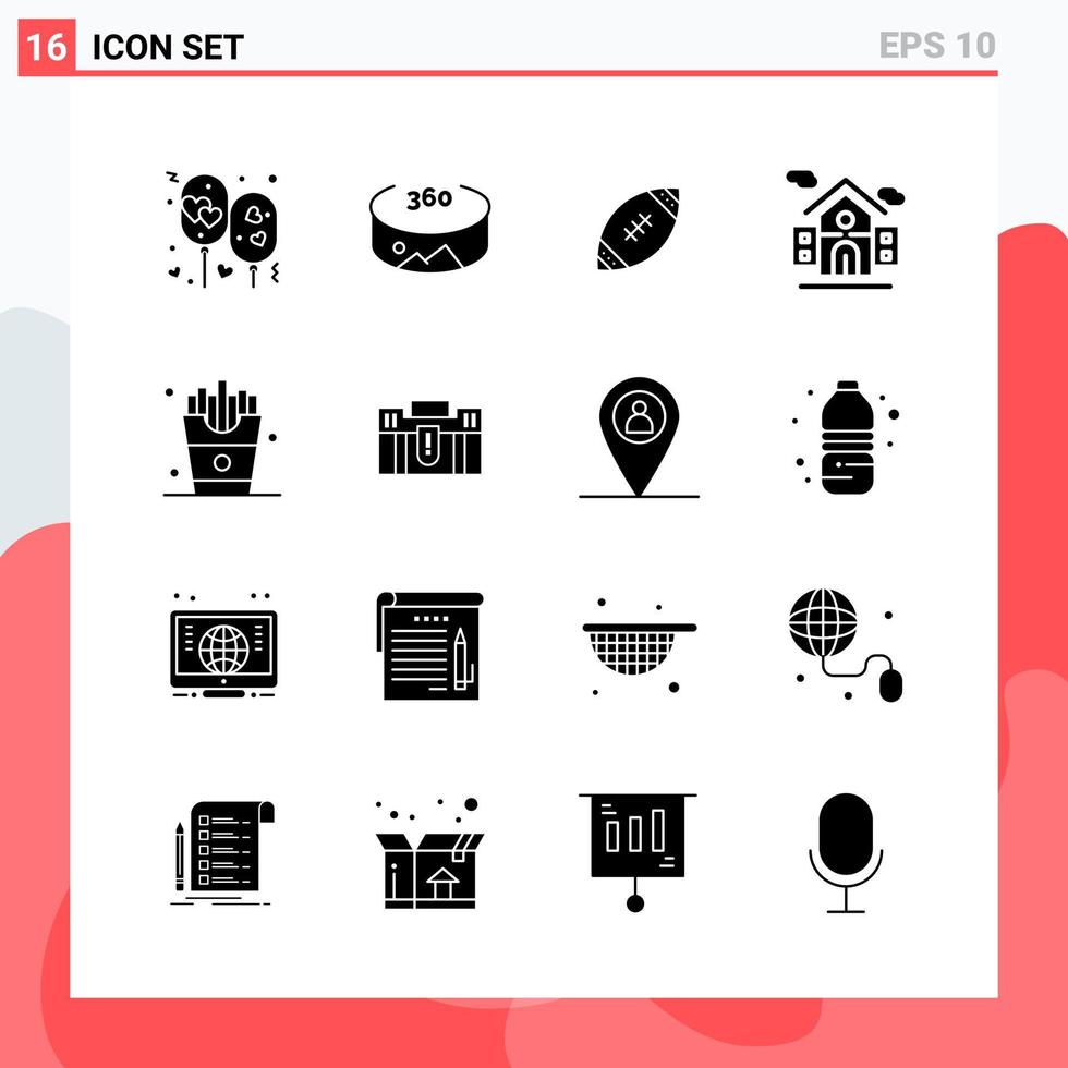 Collection of 16 Vector Icons in solid style Modern Glyph Symbols for Web and Mobile Solid Icon Sign Isolated on White Background 16 Icons Creative Black Icon vector background