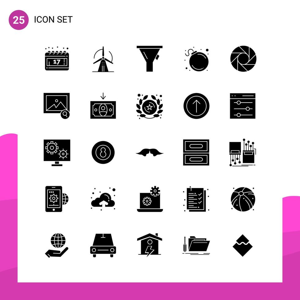 Glyph Icon set Pack of 25 Solid Icons isolated on White Background for responsive Website Design Print and Mobile Applications Creative Black Icon vector background