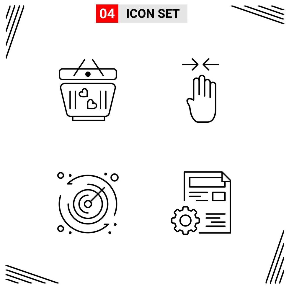 4 Icons Line Style Grid Based Creative Outline Symbols for Website Design Simple Line Icon Signs Isolated on White Background 4 Icon Set vector