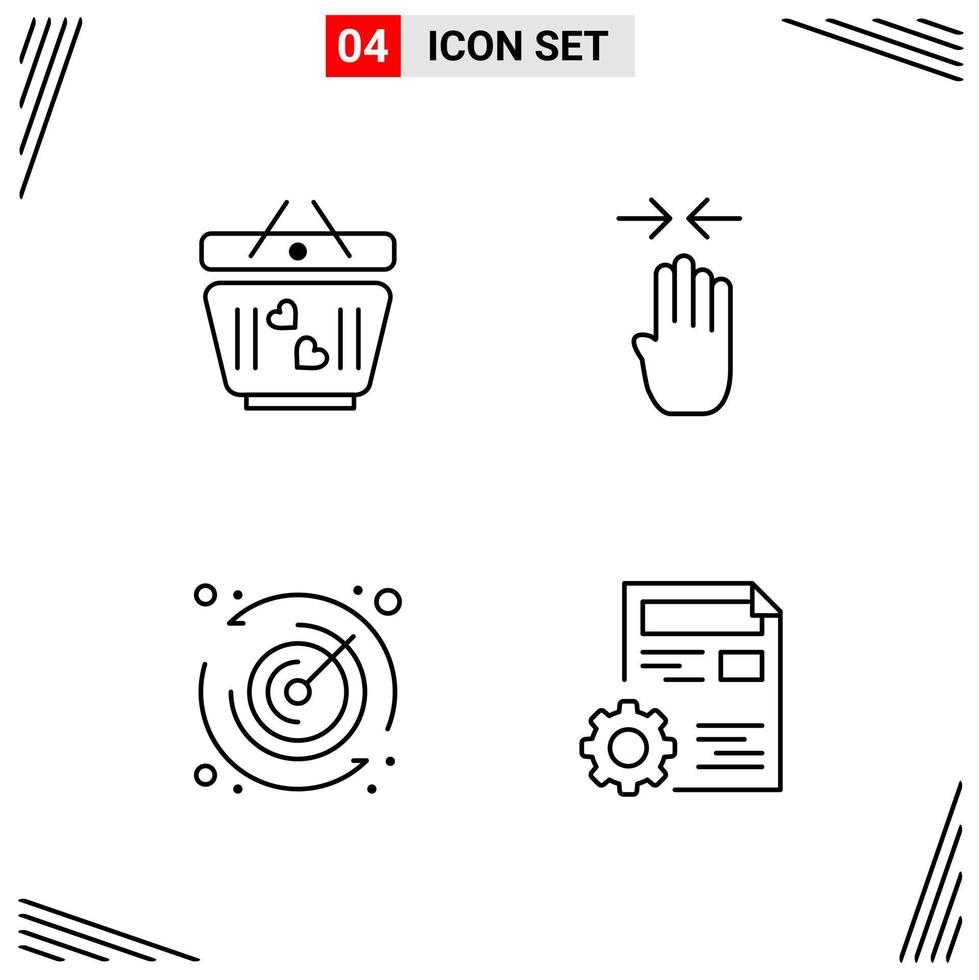 4 iconos estilo de línea cuadrícula basada en símbolos de contorno creativo para el diseño de sitios web signos de icono de línea simple aislados en fondo blanco 4 conjunto de iconos vector