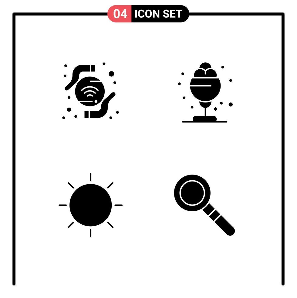 Pictogram Set of 4 Simple Solid Glyphs of technology layout desert treat tool Editable Vector Design Elements