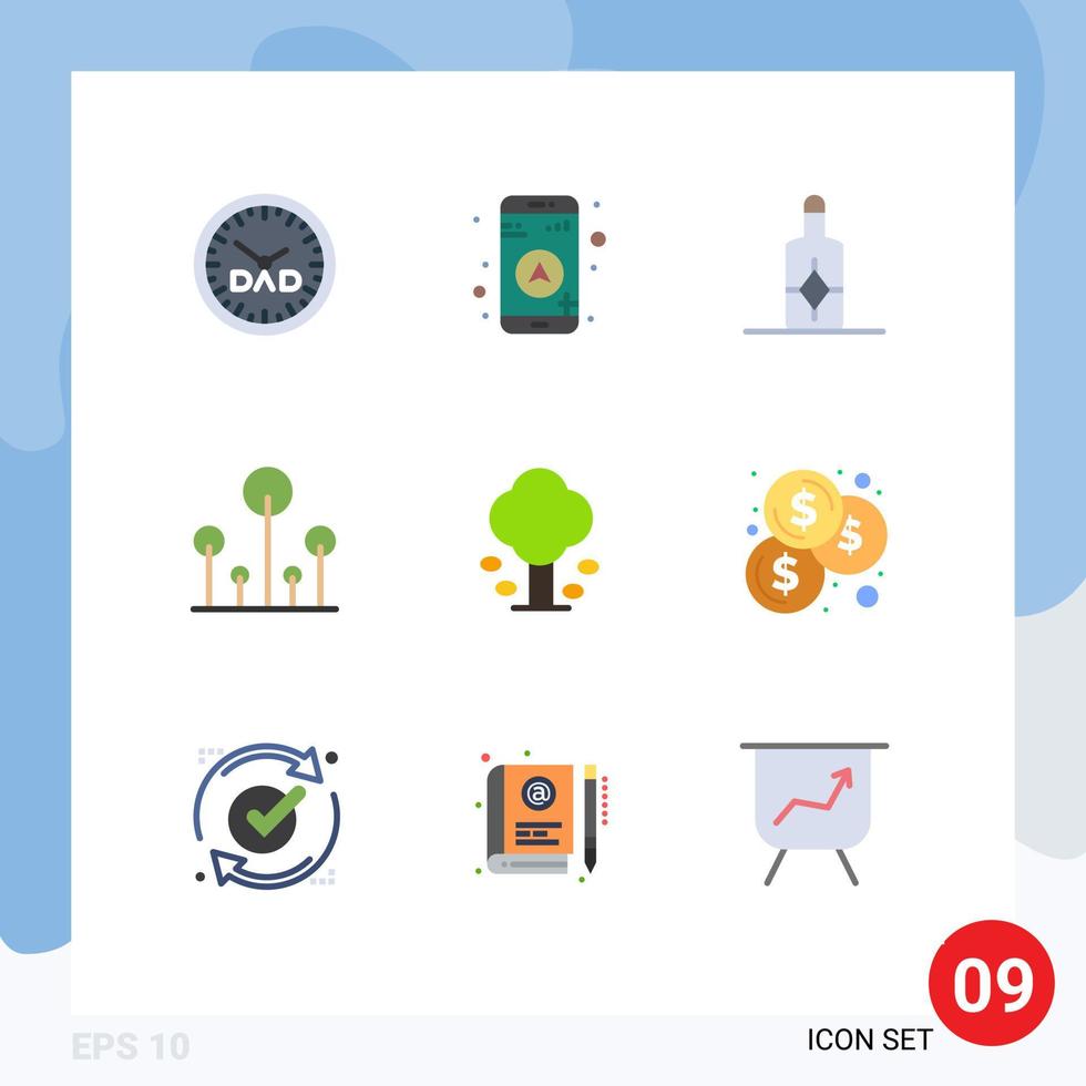 Stock Vector Icon Pack of 9 Line Signs and Symbols for summer forest cream environment nature Editable Vector Design Elements