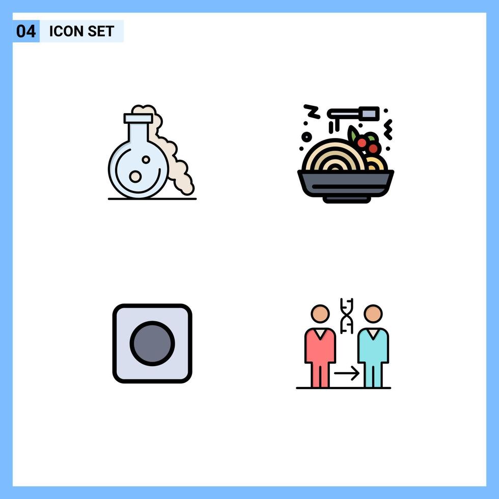 Group of 4 Filledline Flat Colors Signs and Symbols for flask maximize medical fast cloning Editable Vector Design Elements