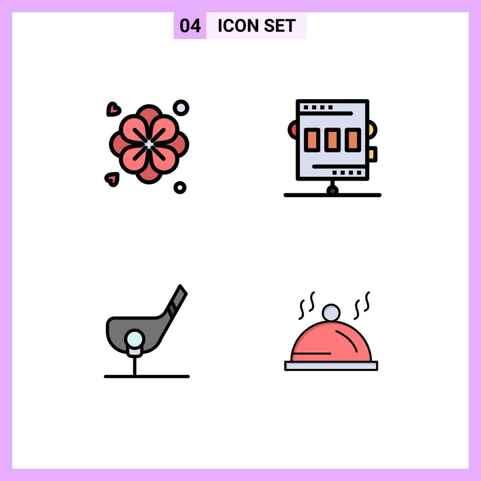 4 iconos creativos signos y símbolos modernos de actividades de bolas de flores juego de golf elementos de diseño vectorial editables vector