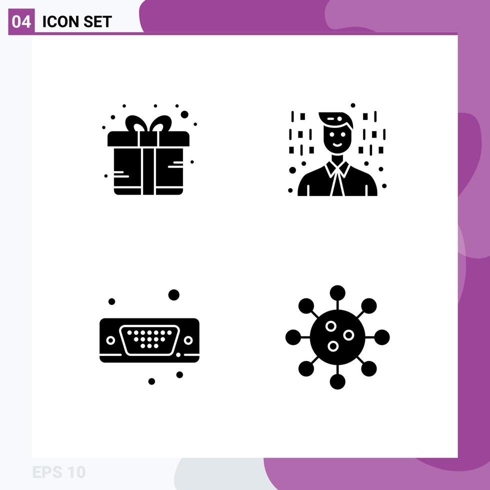 Pack of creative Solid Glyphs of box port present programming biochemistry Editable Vector Design Elements