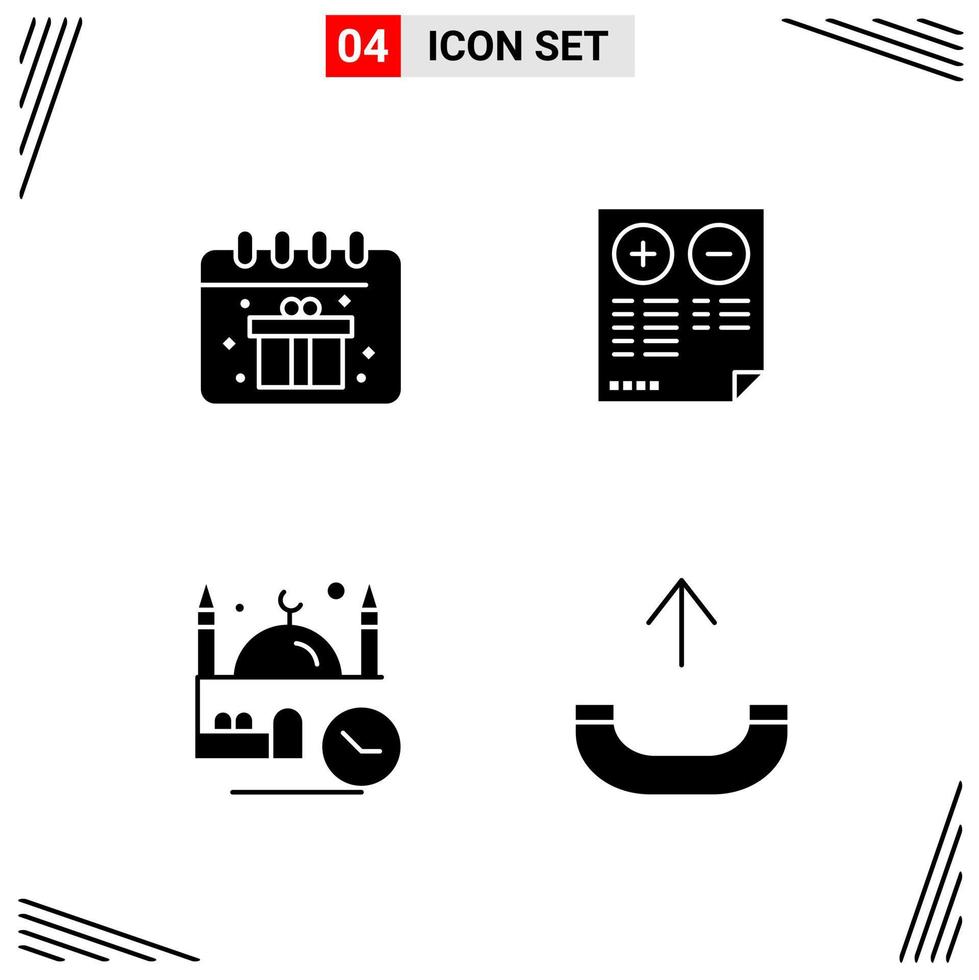 4 Icons Solid Style Grid Based Creative Glyph Symbols for Website Design Simple Solid Icon Signs Isolated on White Background 4 Icon Set Creative Black Icon vector background