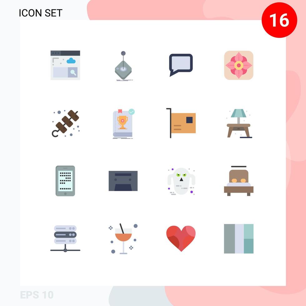 Set of 16 Modern UI Icons Symbols Signs for travel holidays chat camping easter Editable Pack of Creative Vector Design Elements