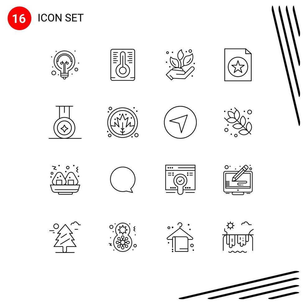 16 Outline concept for Websites Mobile and Apps plant leaf nature sport file Editable Vector Design Elements
