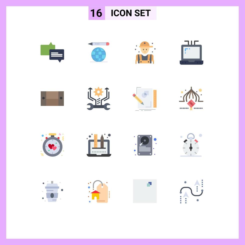 16 Universal Flat Colors Set for Web and Mobile Applications control furniture person desk office Editable Pack of Creative Vector Design Elements