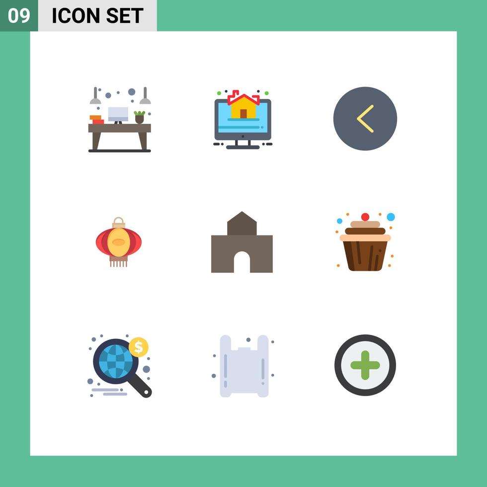 9 Creative Icons Modern Signs and Symbols of building chinese real estate china lantern Editable Vector Design Elements