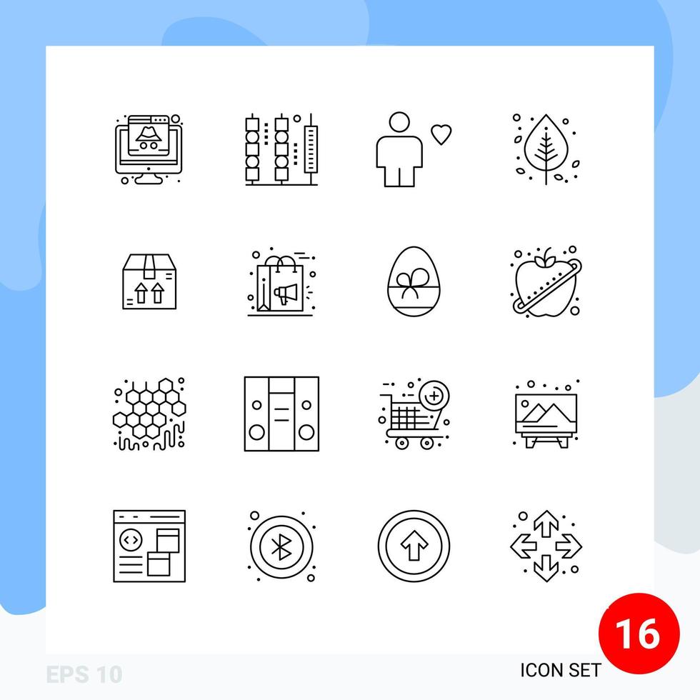 16 User Interface Outline Pack of modern Signs and Symbols of leaf autumn meat human favorite Editable Vector Design Elements