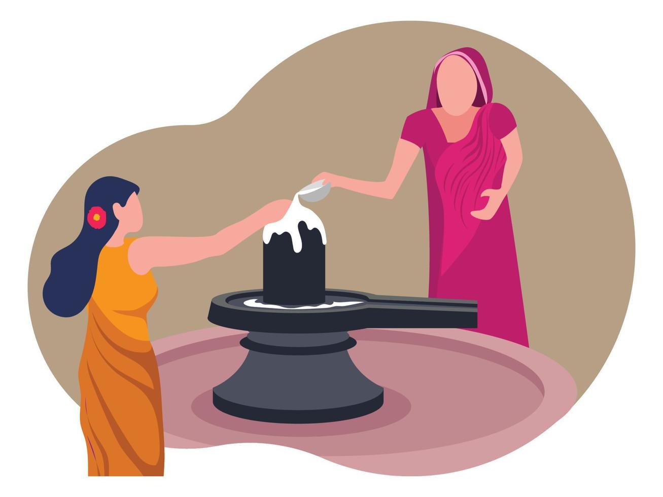 Indian people offering milk on the shiva shivling vector