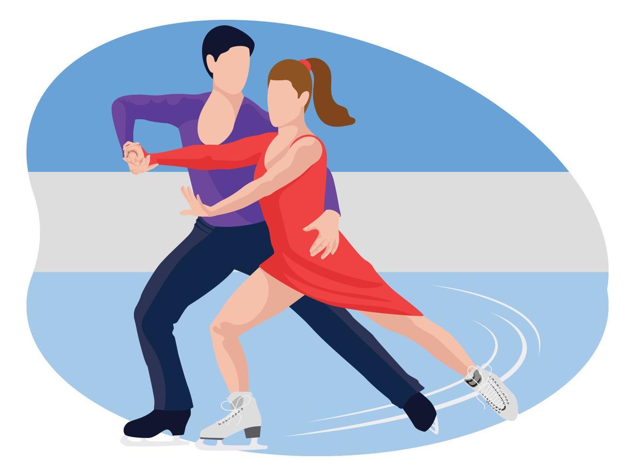 Couple doing figure skating illustration. vector