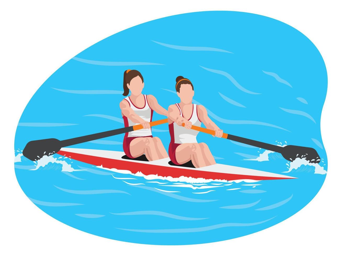 Female boating team illustration. vector