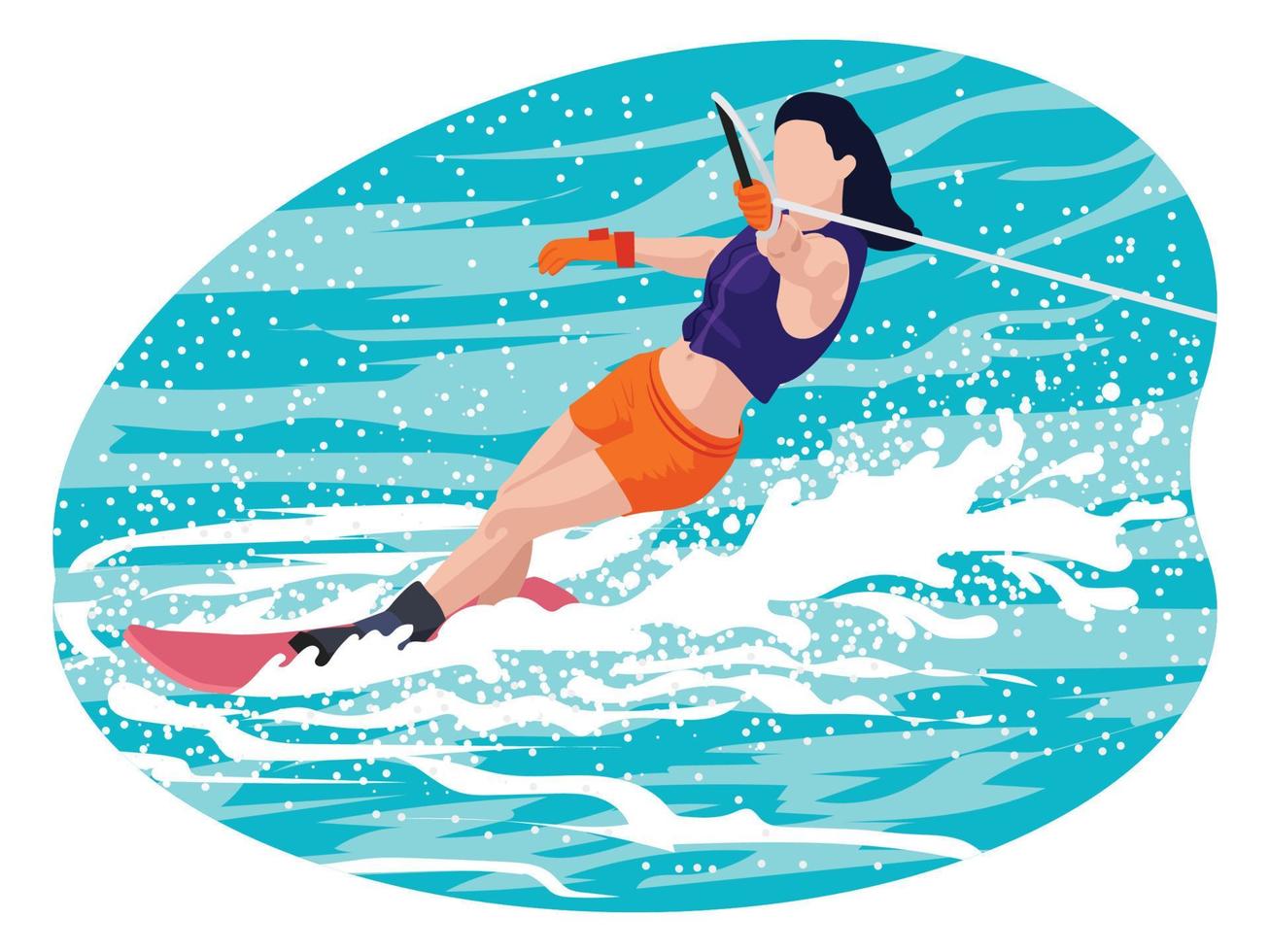 ilustración de juego de kiteboarder femenino. vector