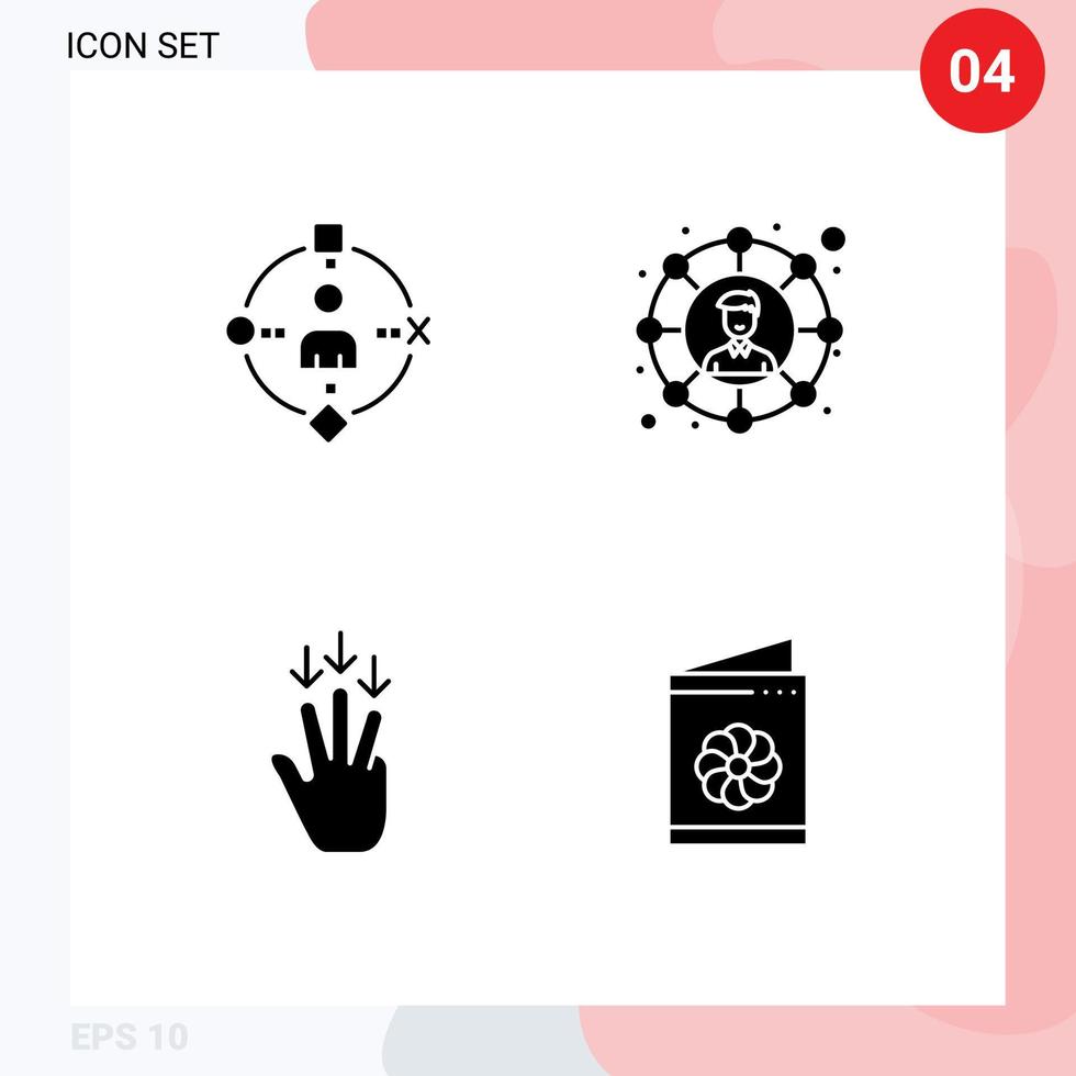 Universal Solid Glyph Signs Symbols of ambient down experiance social network gestures Editable Vector Design Elements