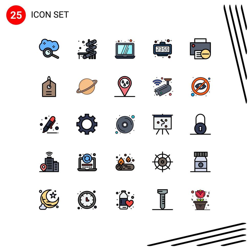 conjunto de 25 iconos de interfaz de usuario modernos signos de símbolos para dispositivos reloj tiempo de computadora minutos elementos de diseño vectorial editables vector