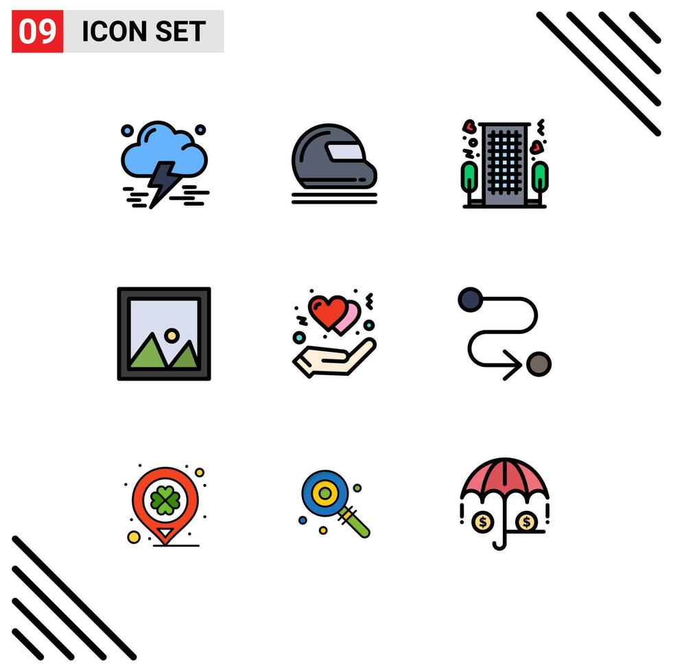 Set of 9 Modern UI Icons Symbols Signs for interior frame sport decor romance Editable Vector Design Elements