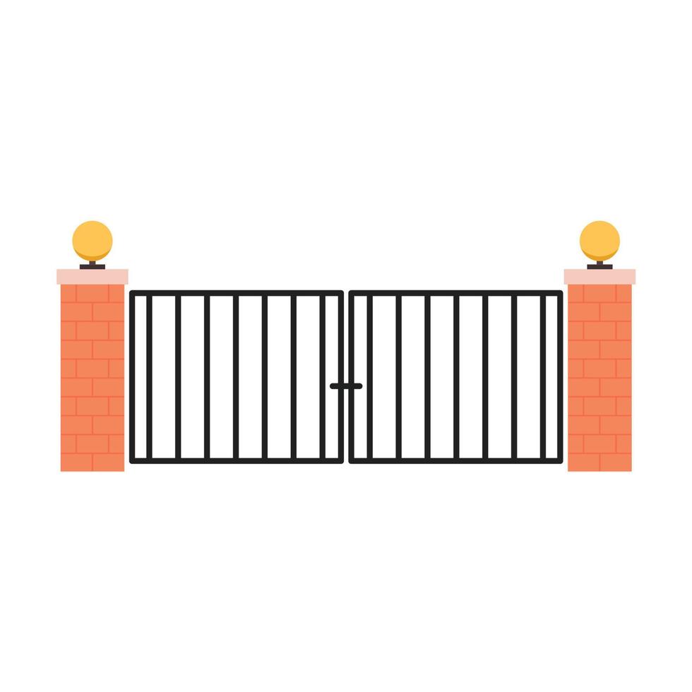 House gate vector. Arch brick door. free space for text. vector