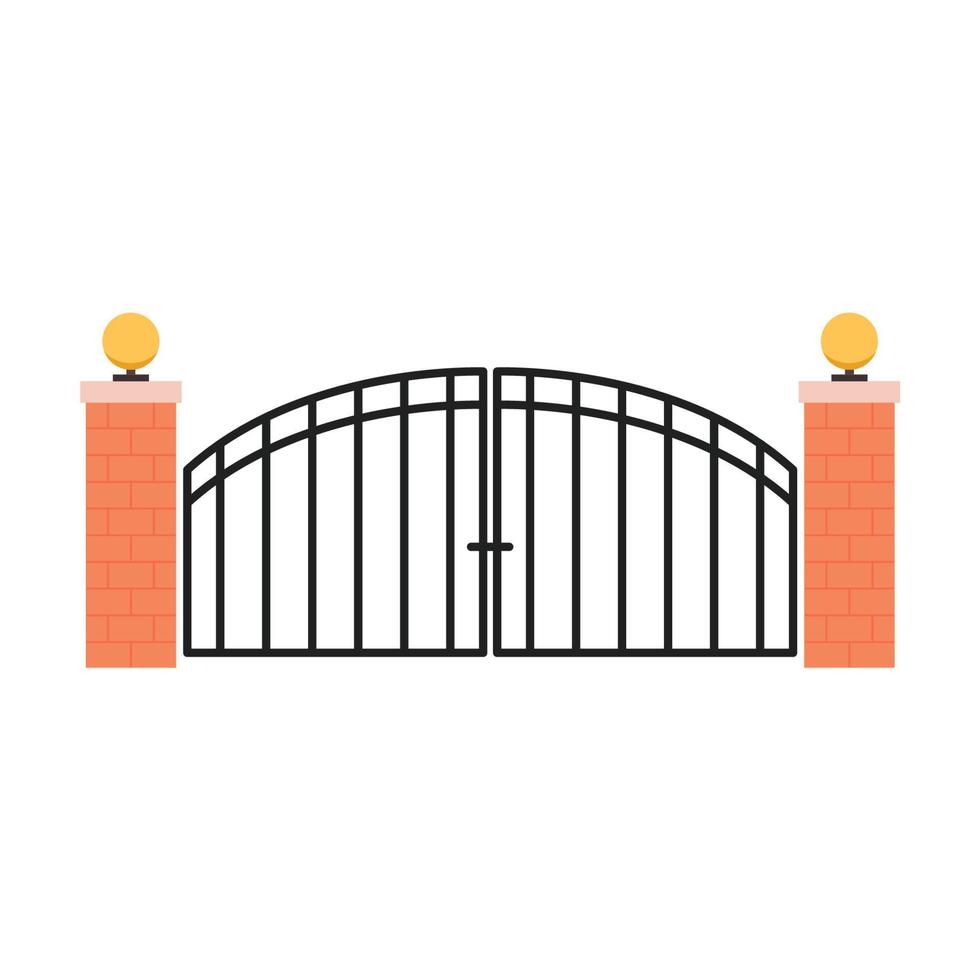 House gate vector. Arch brick door. free space for text. vector