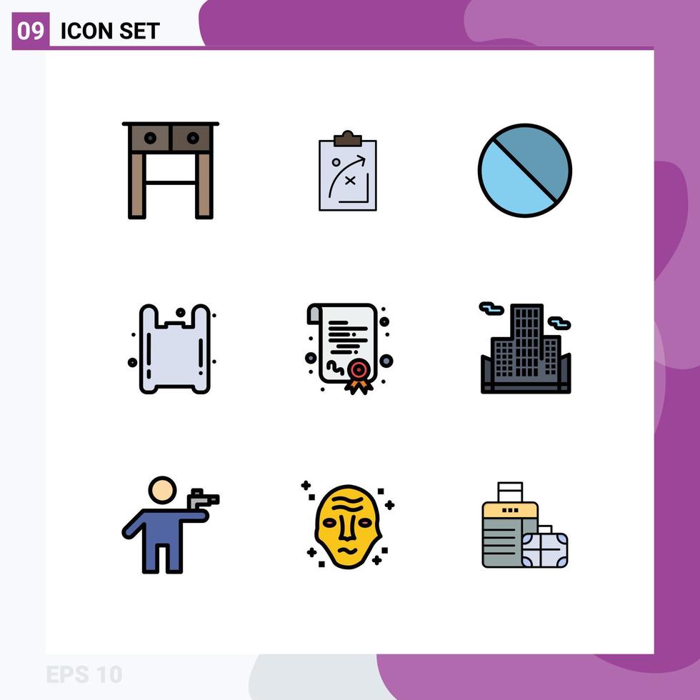 Set of 9 Modern UI Icons Symbols Signs for certification plastic market gas prohibited Editable Vector Design Elements