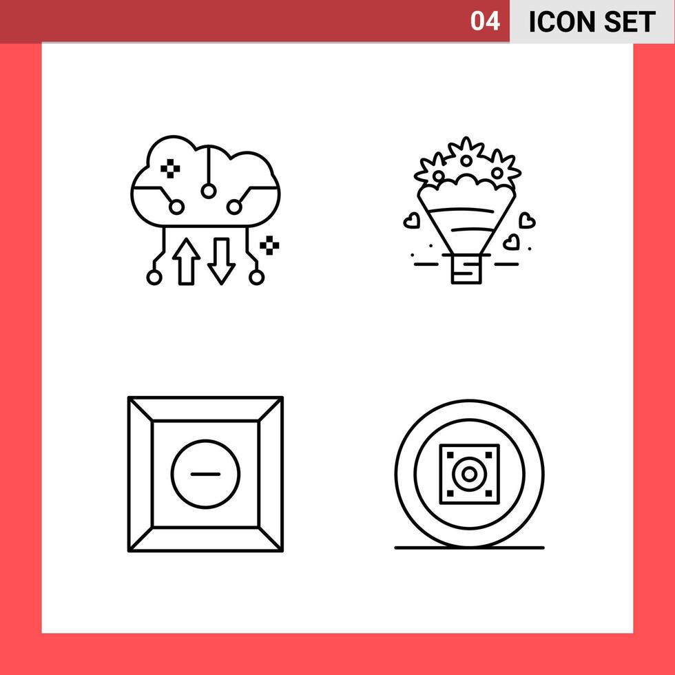 4 Icon Pack Line Style Outline Symbols on White Background Simple Signs for general designing Creative Black Icon vector background