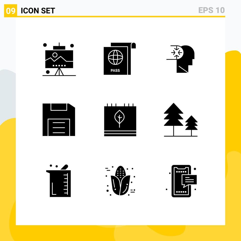 Modern Set of 9 Solid Glyphs and symbols such as calendar gadget autism floppy devices Editable Vector Design Elements