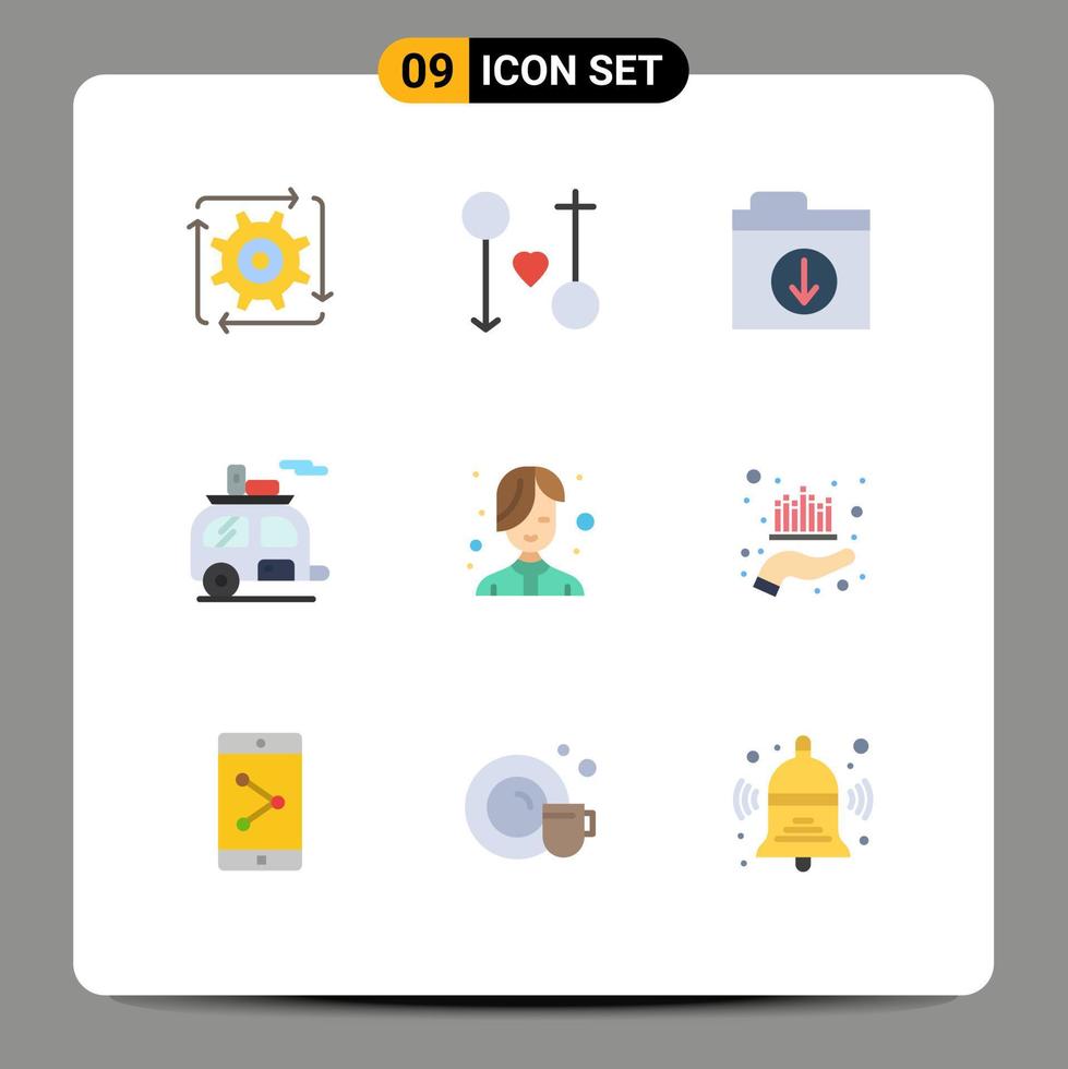 9 Universal Flat Colors Set for Web and Mobile Applications transport tourism marriage camping folder Editable Vector Design Elements