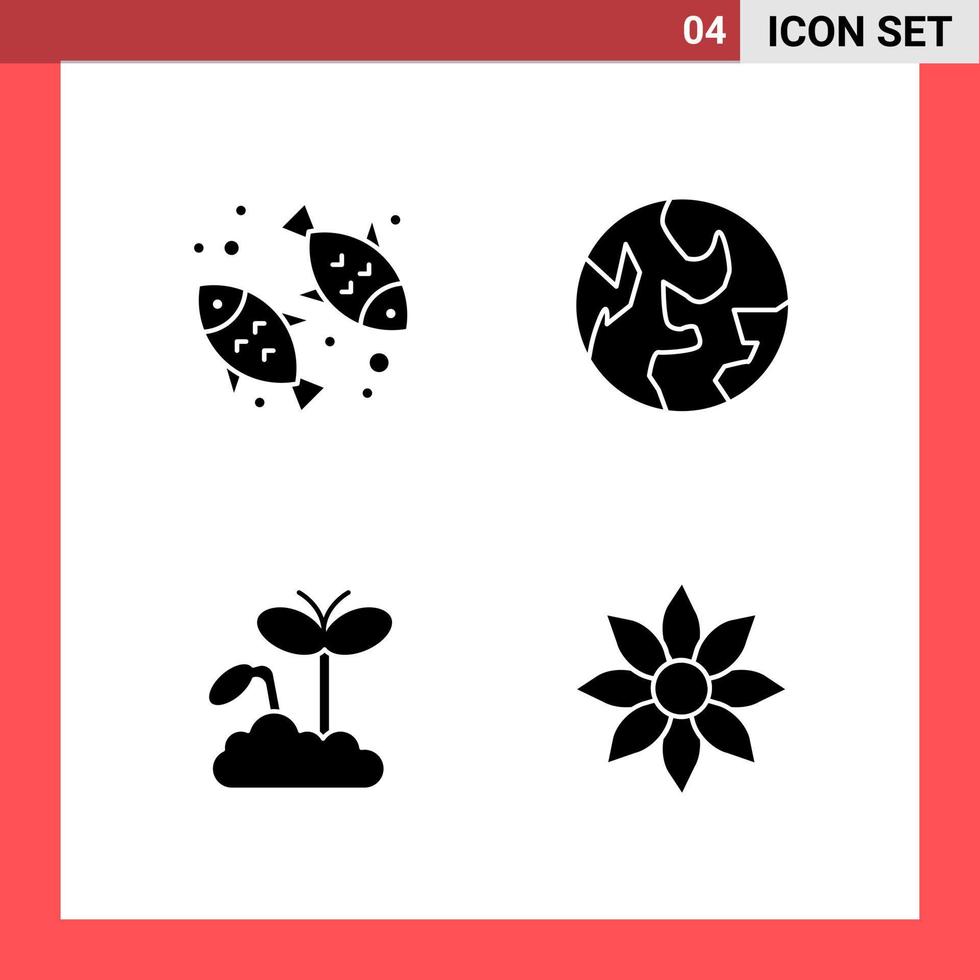 paquete de 4 iconos símbolos de glifo de estilo sólido sobre fondo blanco signos simples para el diseño general fondo de vector de icono negro creativo