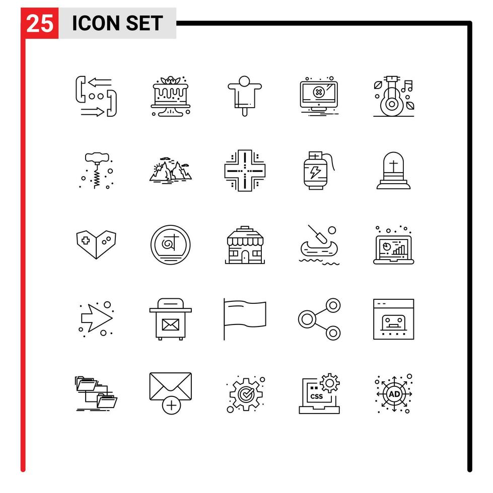 Line Pack of 25 Universal Symbols of alternative notification sweets error scarecrow Editable Vector Design Elements