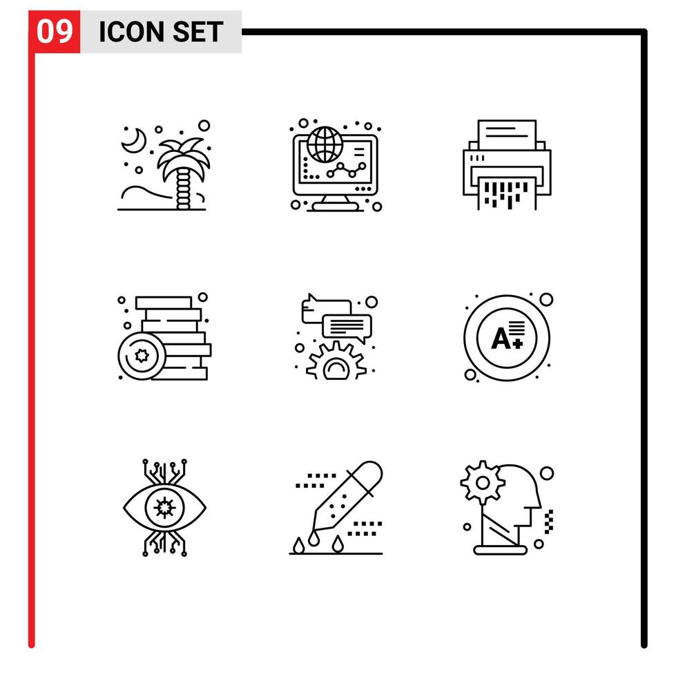 9 paquete de esquema de interfaz de usuario de signos y símbolos modernos de información de ladrillo archivo en línea eliminar elementos de diseño vectorial editables vector